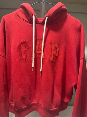 GAP Red Hoodie with White Drawstrings